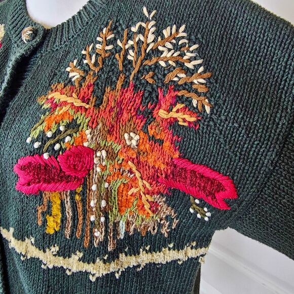 Vintage 1997 Tiara International Embroidered Sweater Cardigan Size S - Picture 7 of 16